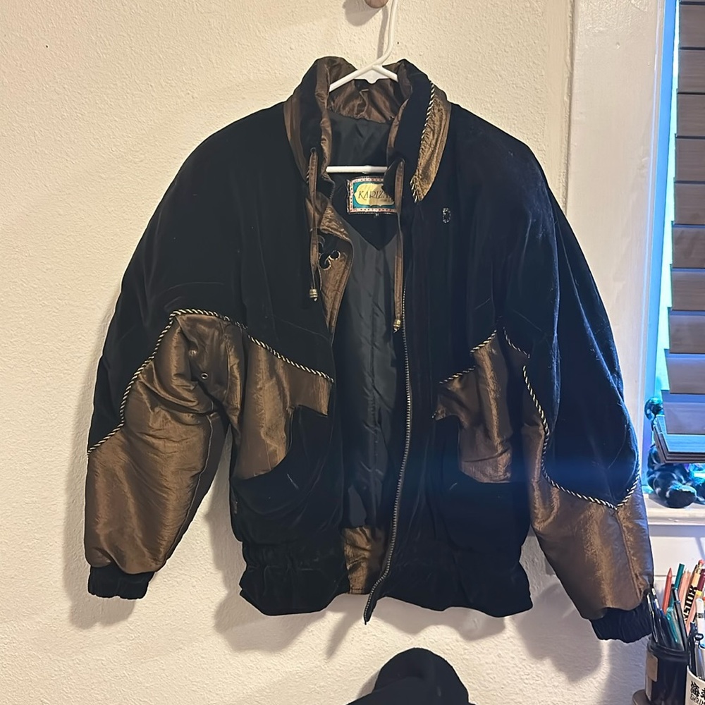 Vintage Mixed Material Puffer Jacket (Japan). Size M